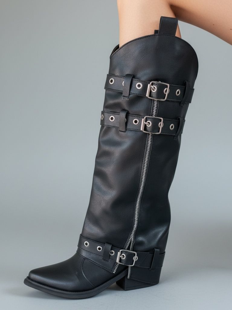 Bota Texana Desmontable 2 en 1 NAMI Eco-cuero Negro
