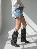 Bota Texana Desmontable 2 en 1 Aura Eco-cuero Negro