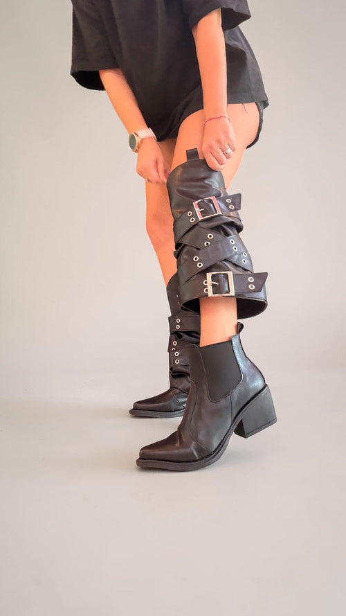 Bota Texana Desmontable 2 en 1 Aura Eco-cuero Negro