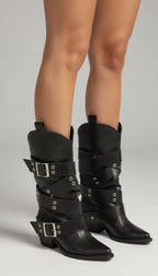 Bota Texana Desmontable 2 en 1 Aura Eco-cuero Negro