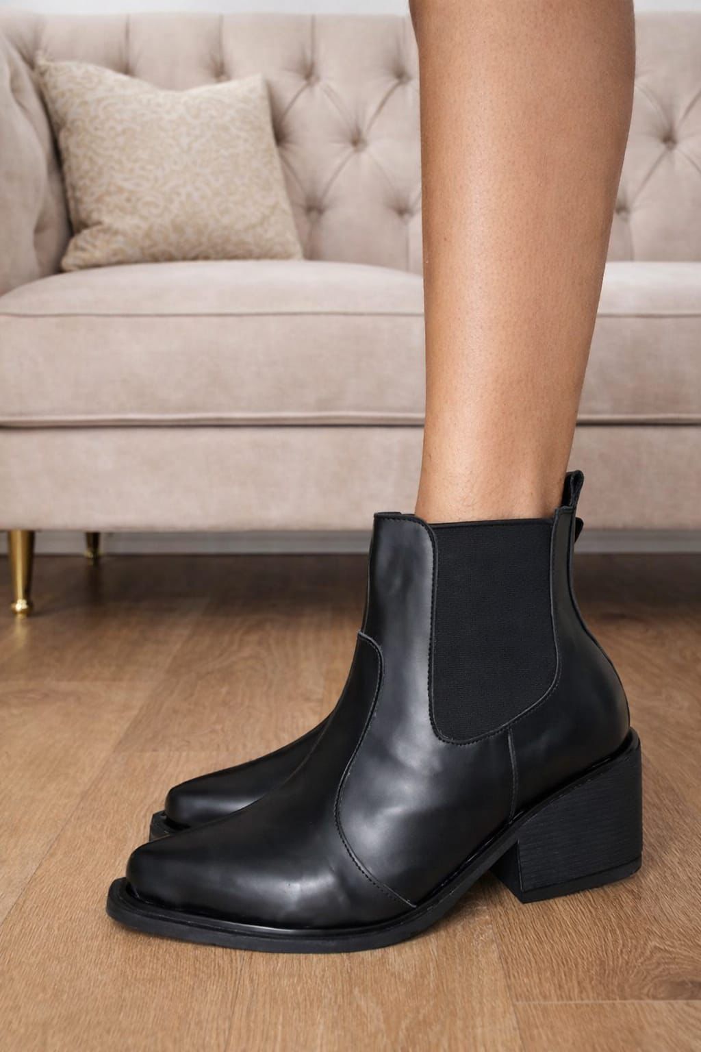 Bota Texana Desmontable 2 en 1 Aura Eco-cuero Negro