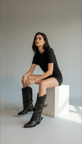 Bota Texana Desmontable 2 en 1 Aura Eco-cuero Negro