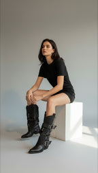 Bota Texana Desmontable 2 en 1 Aura Eco-cuero Negro
